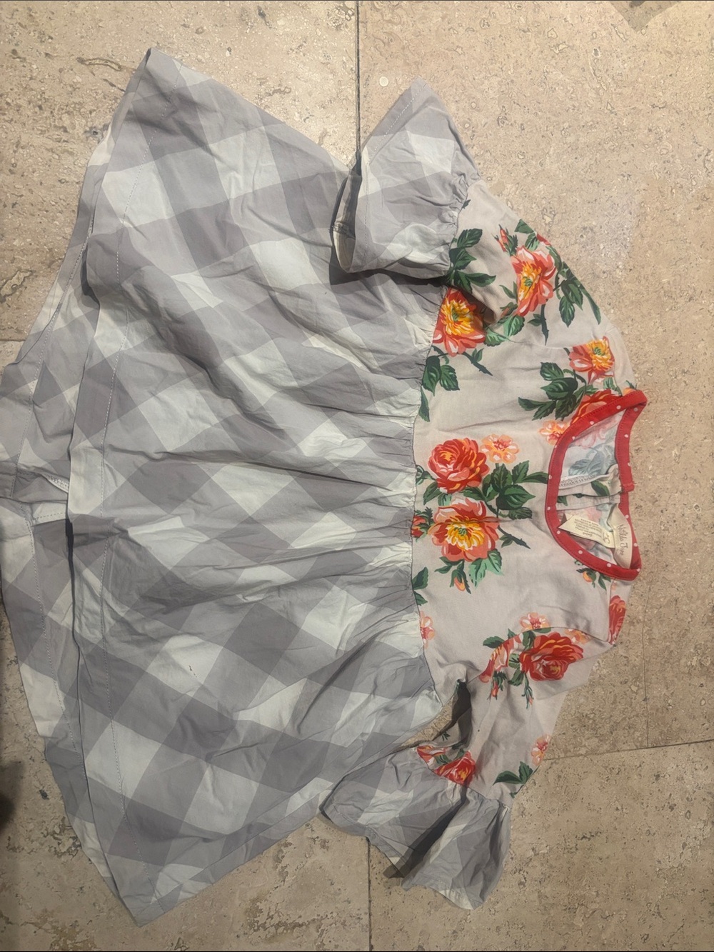 Matilda Jane Gray Gingham Dress with Red Floral Bodice